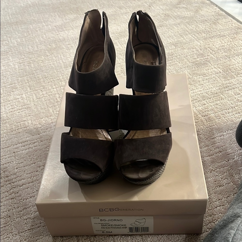 BCBGeneration Women's Black Peep-Toe Heels